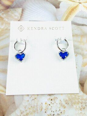 Kendra Scott Ari Heart Cobalt Blue silver earrings